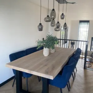 Rechte eetkamertafel met U poot