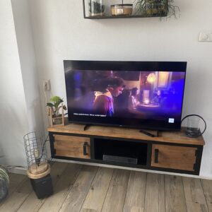 Teak en staal tv meubel