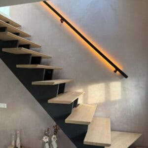 Trapleuning 40x40 met verlichting dual white op sensor